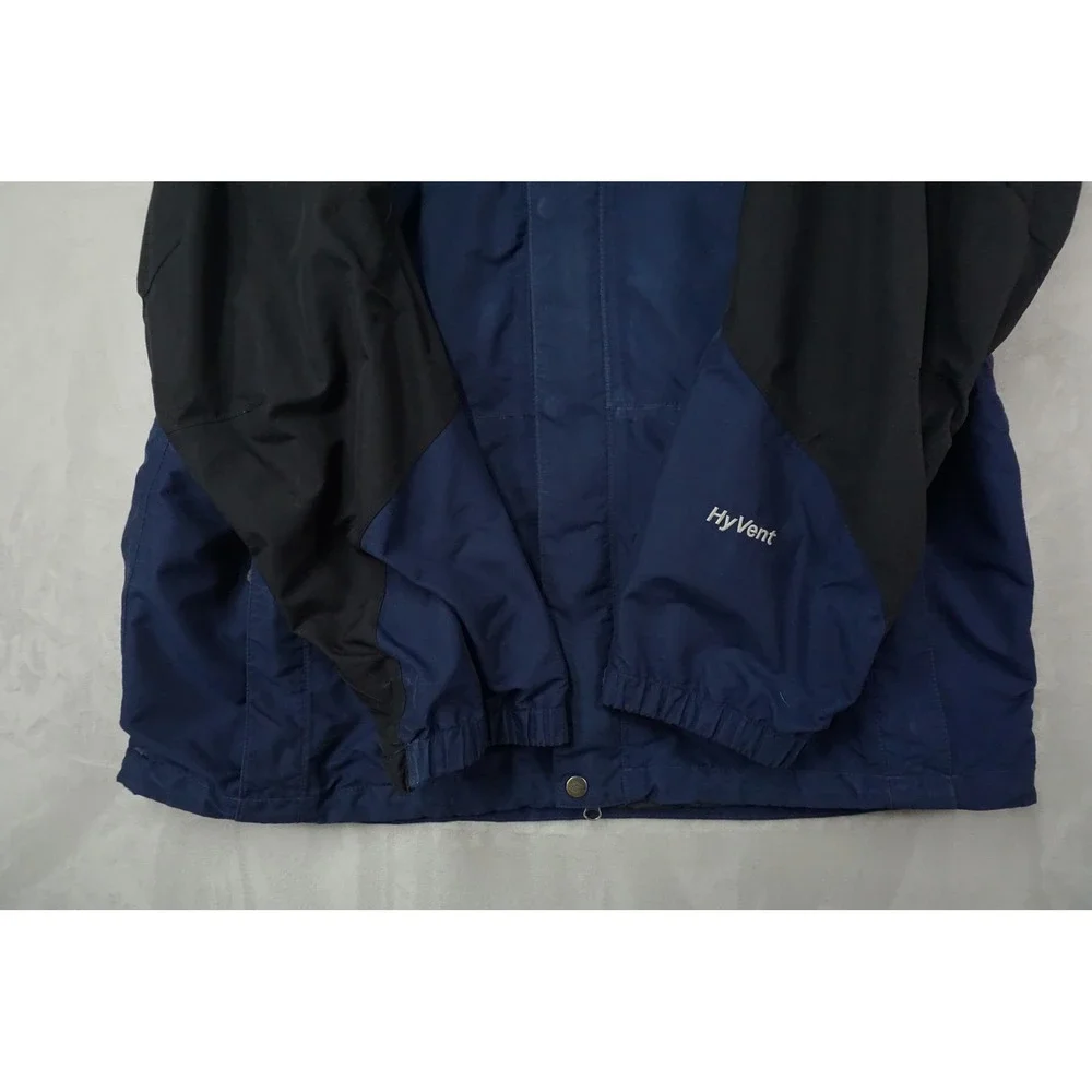 The North Face HyVent Jacket Men XL Navy Blue Lined Full Zip Hooded Rain Outdoor